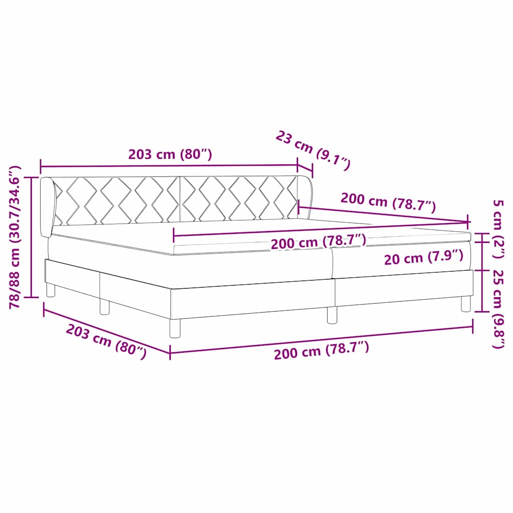 Letto a molle con testiera Crema 200 x 200 cm Tessuto | homemem39