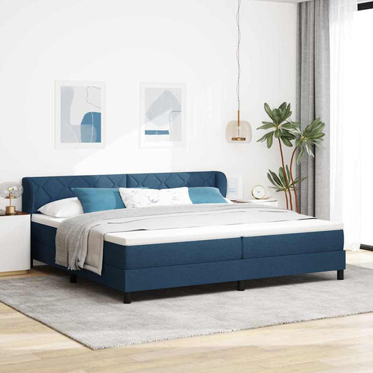 Letto a molle con testiera Blu 200 x 200 cm Tessuto | homemem39