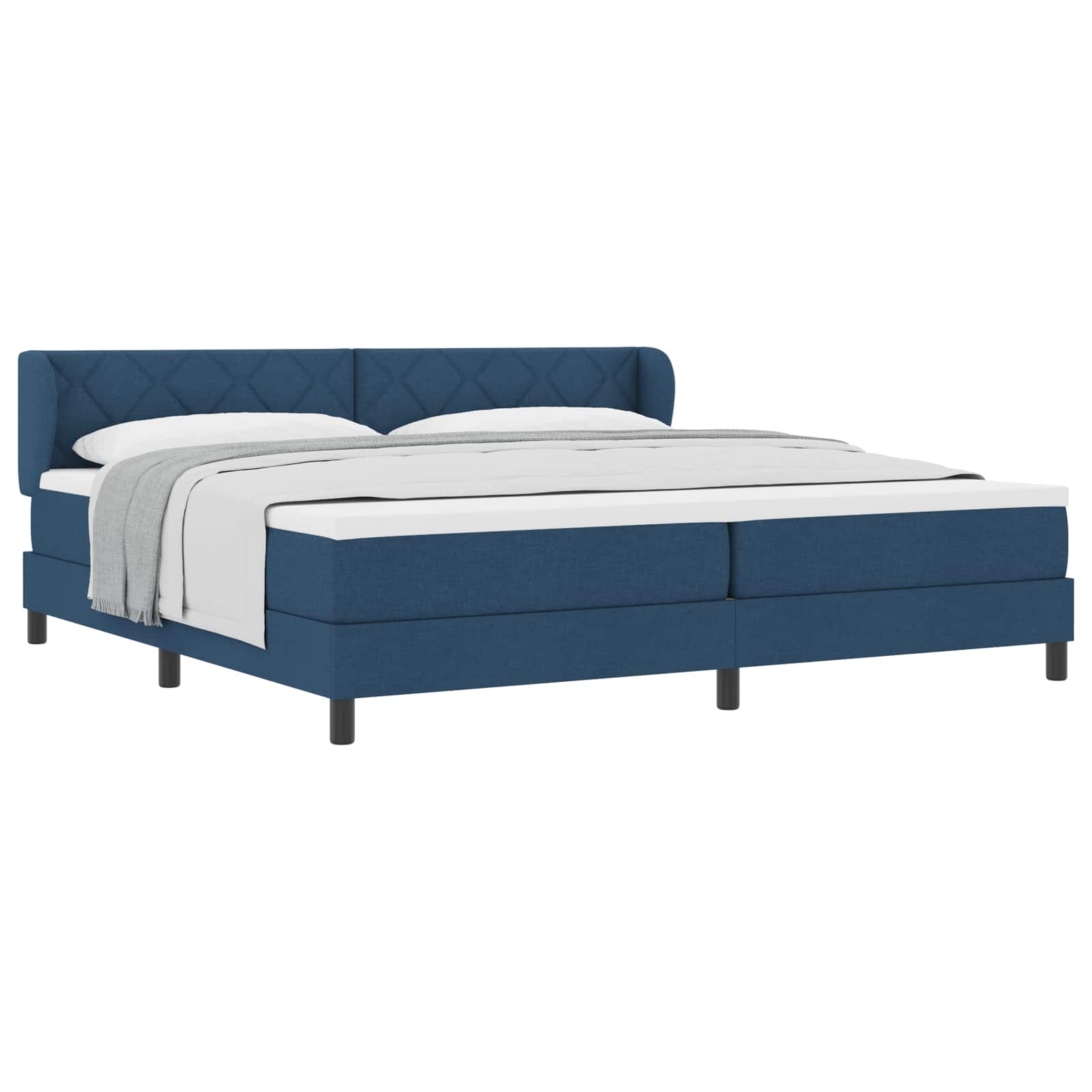 Letto a molle con testiera Blu 200 x 200 cm Tessuto | homemem39