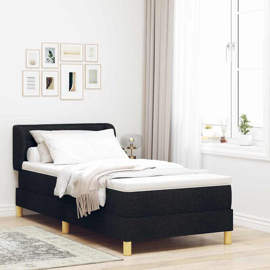 Letto a molle con materasso crema 90x200 cm Nero 80 x 200 cm