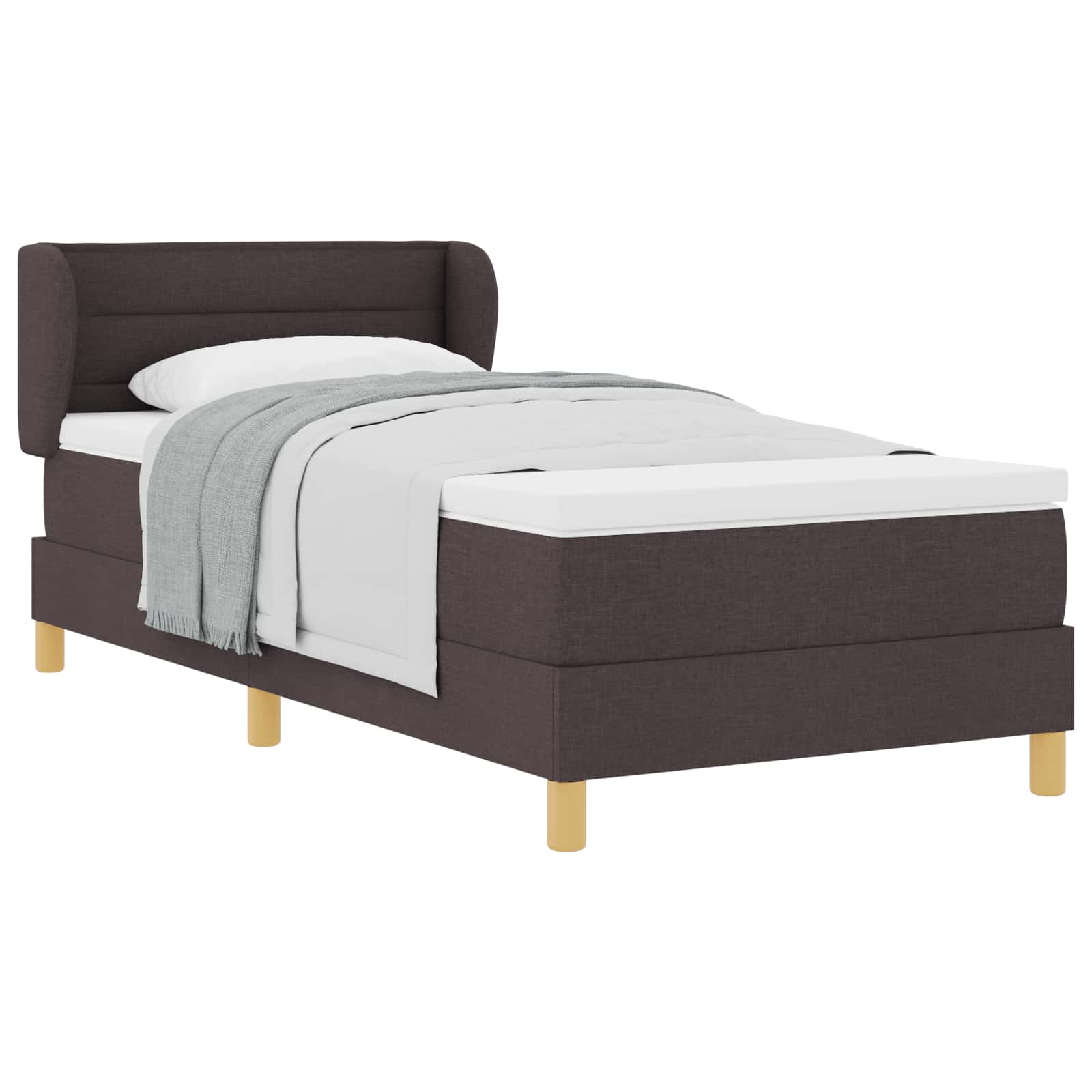 Letto a molle con materasso Marrone Scuro 90 x 190 cm Tessuto | homemem39