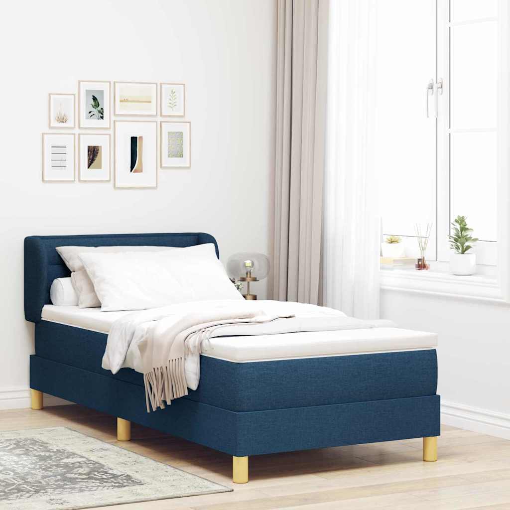 Letto a molle con materasso crema 90x200 cm Blu 100 x 200 cm - homemem39