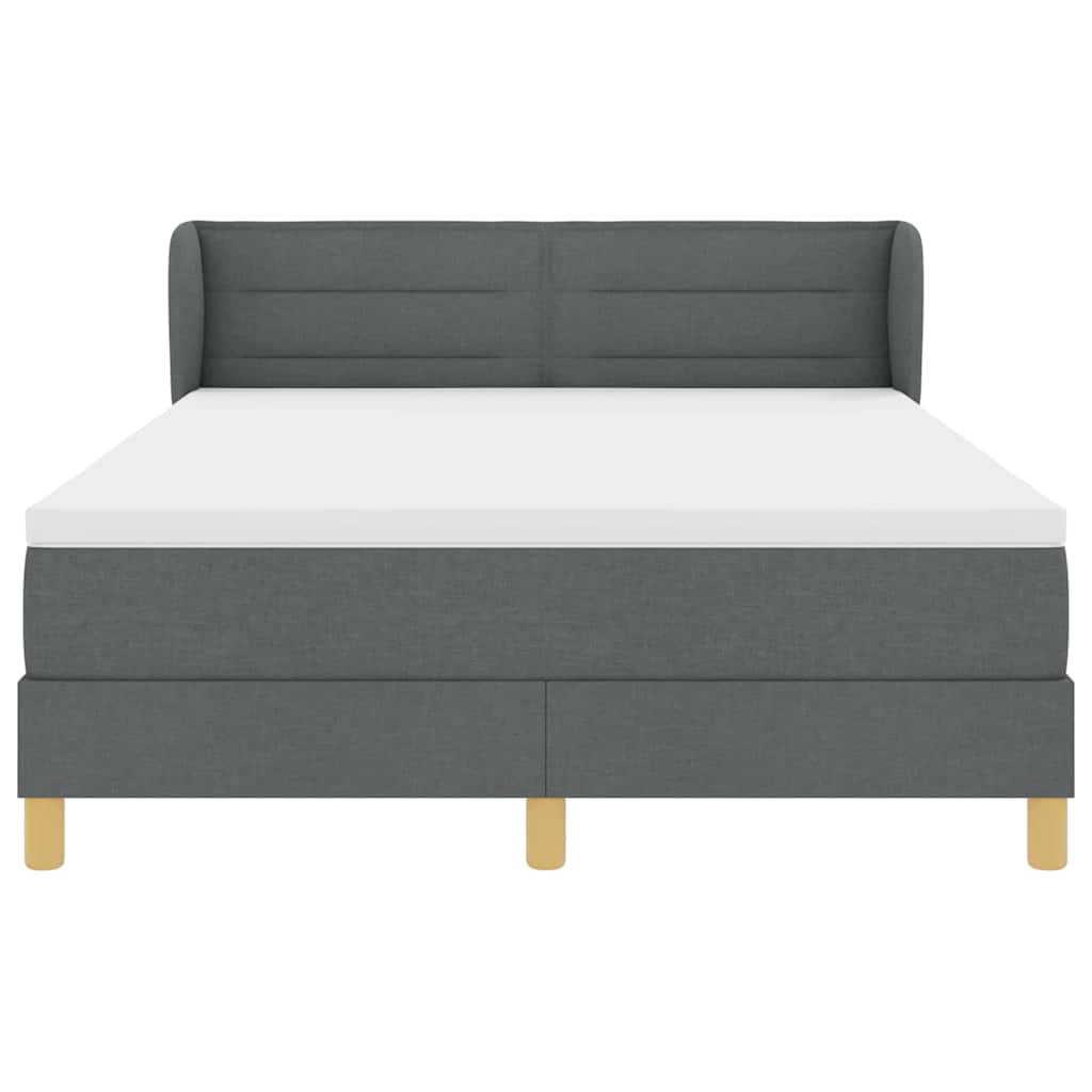 Letto a molle con materasso Grigio scuro 140 x 190 cm Tessuto