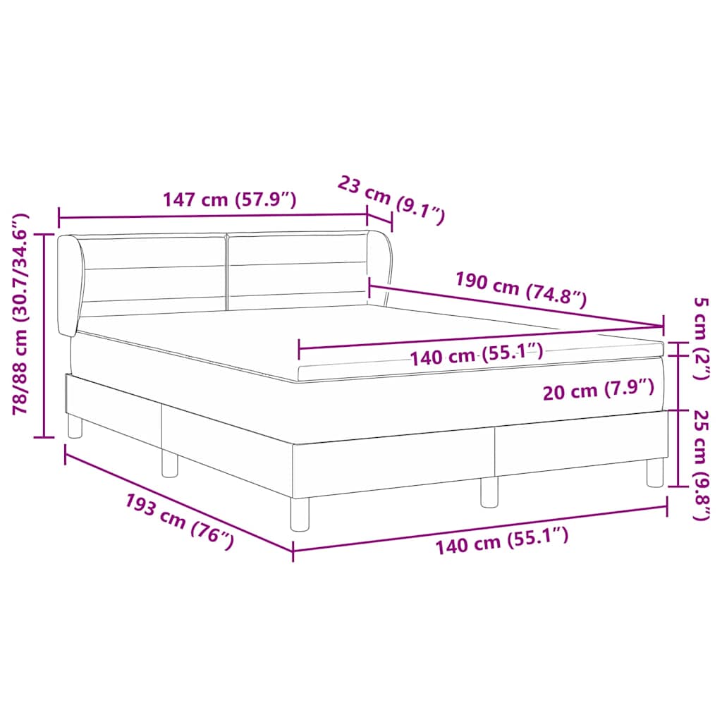 Letto a molle con materasso Grigio scuro 140 x 190 cm Tessuto | homemem39