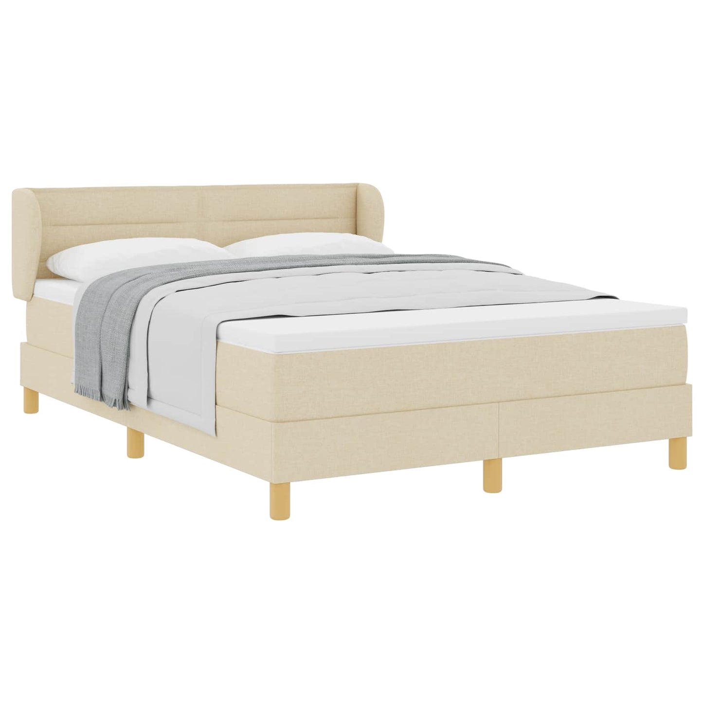 Letto a molle con materasso Crema 140 x 200 cm Tessuto | homemem39