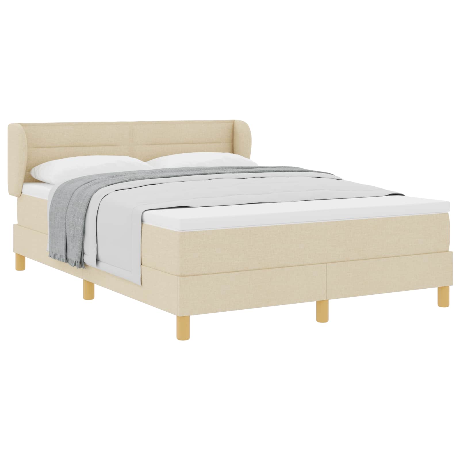 Letto a molle con materasso Crema 140 x 200 cm Tessuto | homemem39