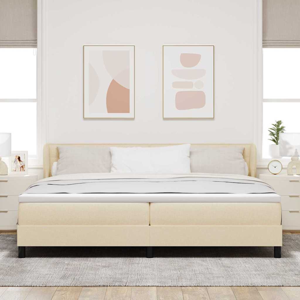 Letto a molle con materasso Crema 200 x 200 cm Tessuto | homemem39