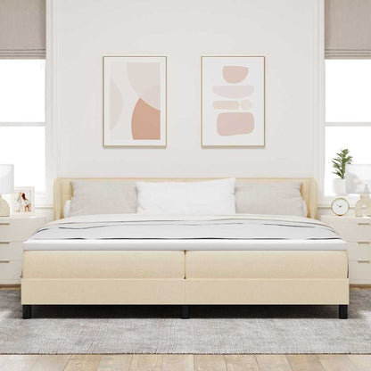 Letto a molle con materasso Crema 200 x 200 cm Tessuto | homemem39