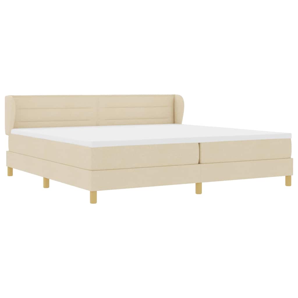 Letto a molle con materasso Crema 200 x 200 cm Tessuto | homemem39