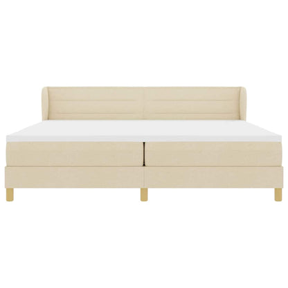 Letto a molle con materasso Crema 200 x 200 cm Tessuto | homemem39