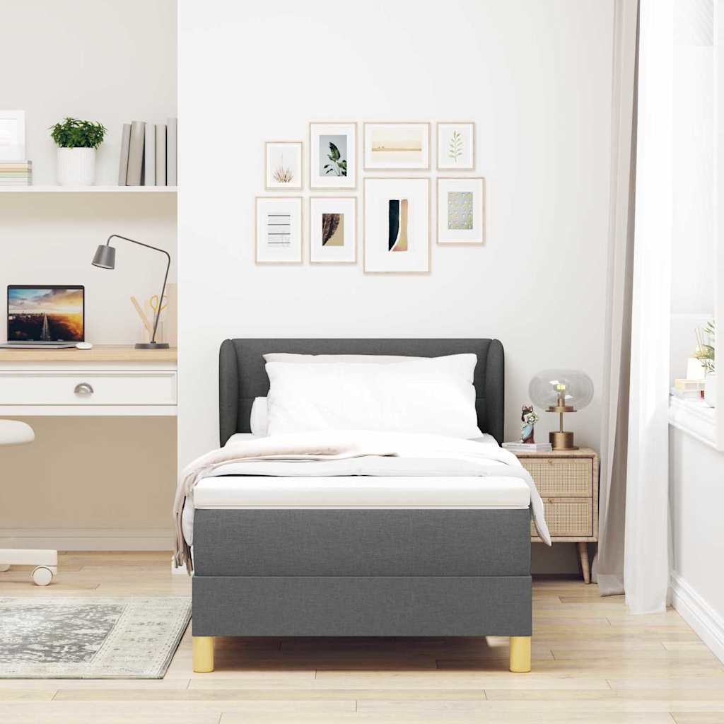 Letto a molle con materasso Grigio scuro 80 x 200 cm Tessuto | homemem39