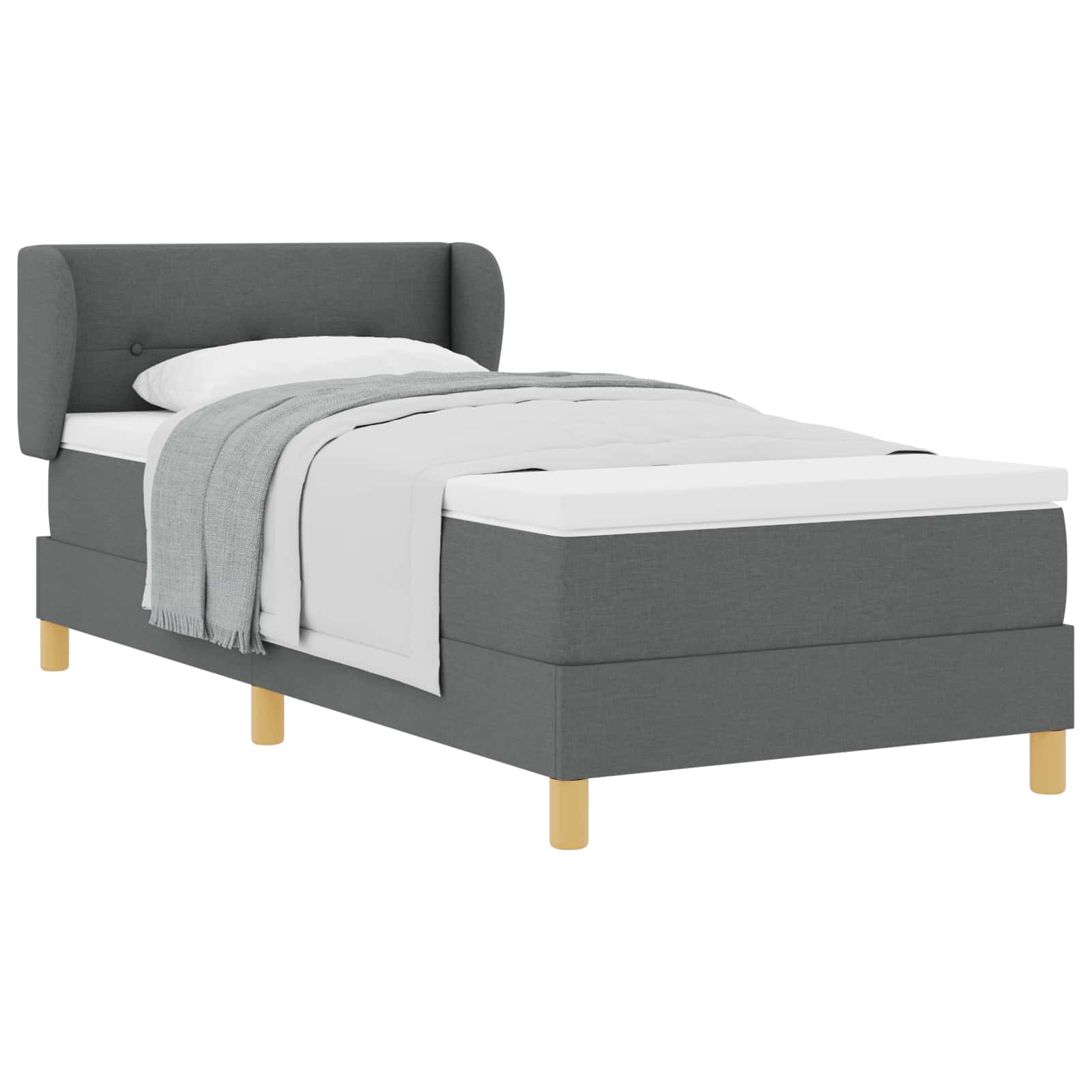 Letto a molle con materasso Grigio scuro 80 x 200 cm Tessuto | homemem39