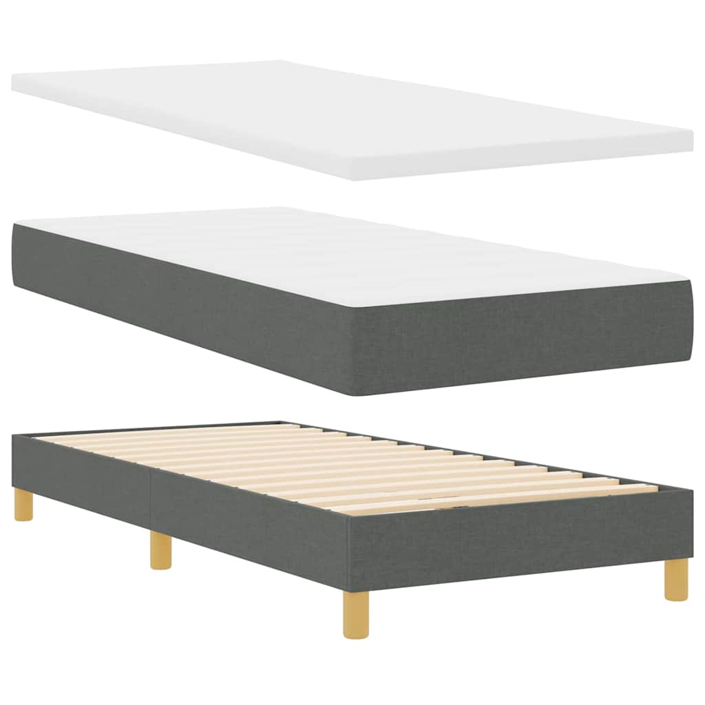 Letto a molle con materasso Grigio scuro 80 x 200 cm Tessuto | homemem39