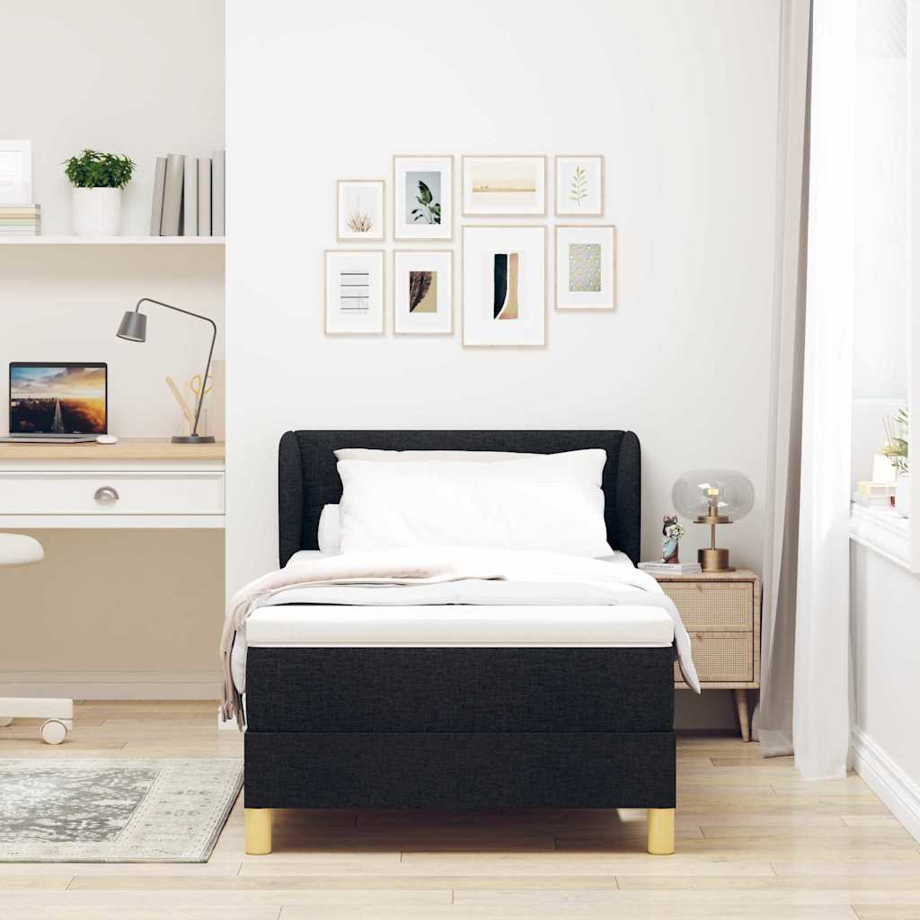 Letto a molle con materasso Nero 80 x 200 cm Tessuto