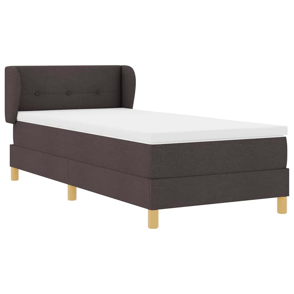 Letto a molle con materasso Marrone Scuro 90 x 200 cm Tessuto