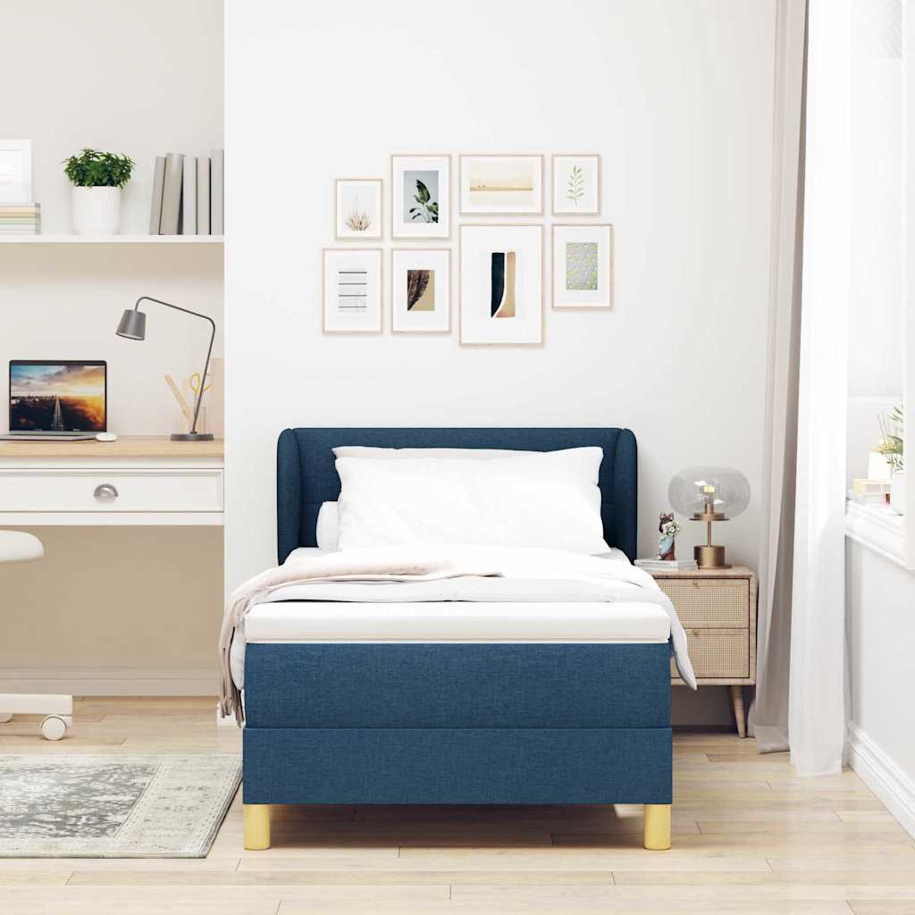 Letto a molle con materasso Blu 90 x 200 cm Tessuto | homemem39