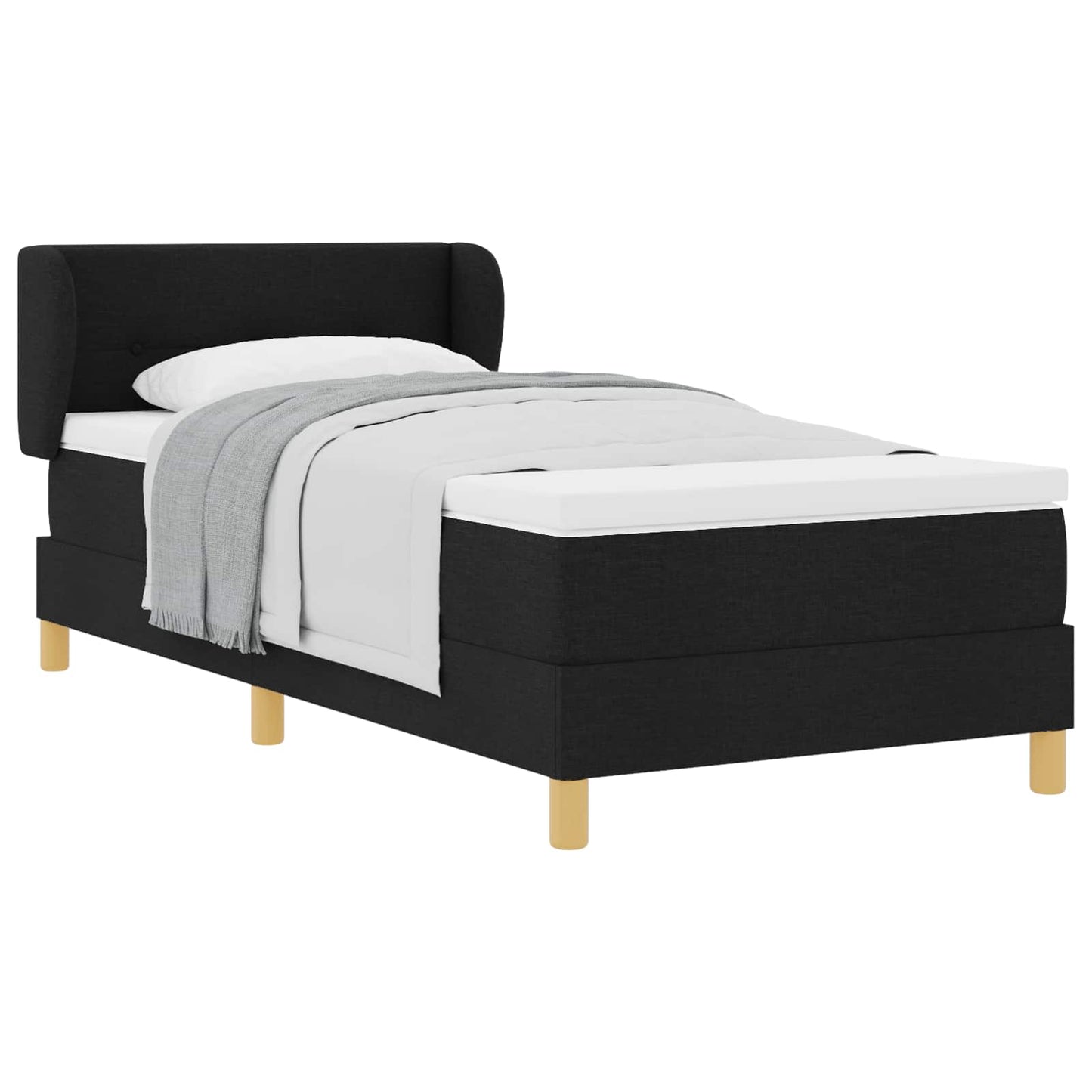 Letto a molle con materasso Nero 100 x 200 cm Tessuto