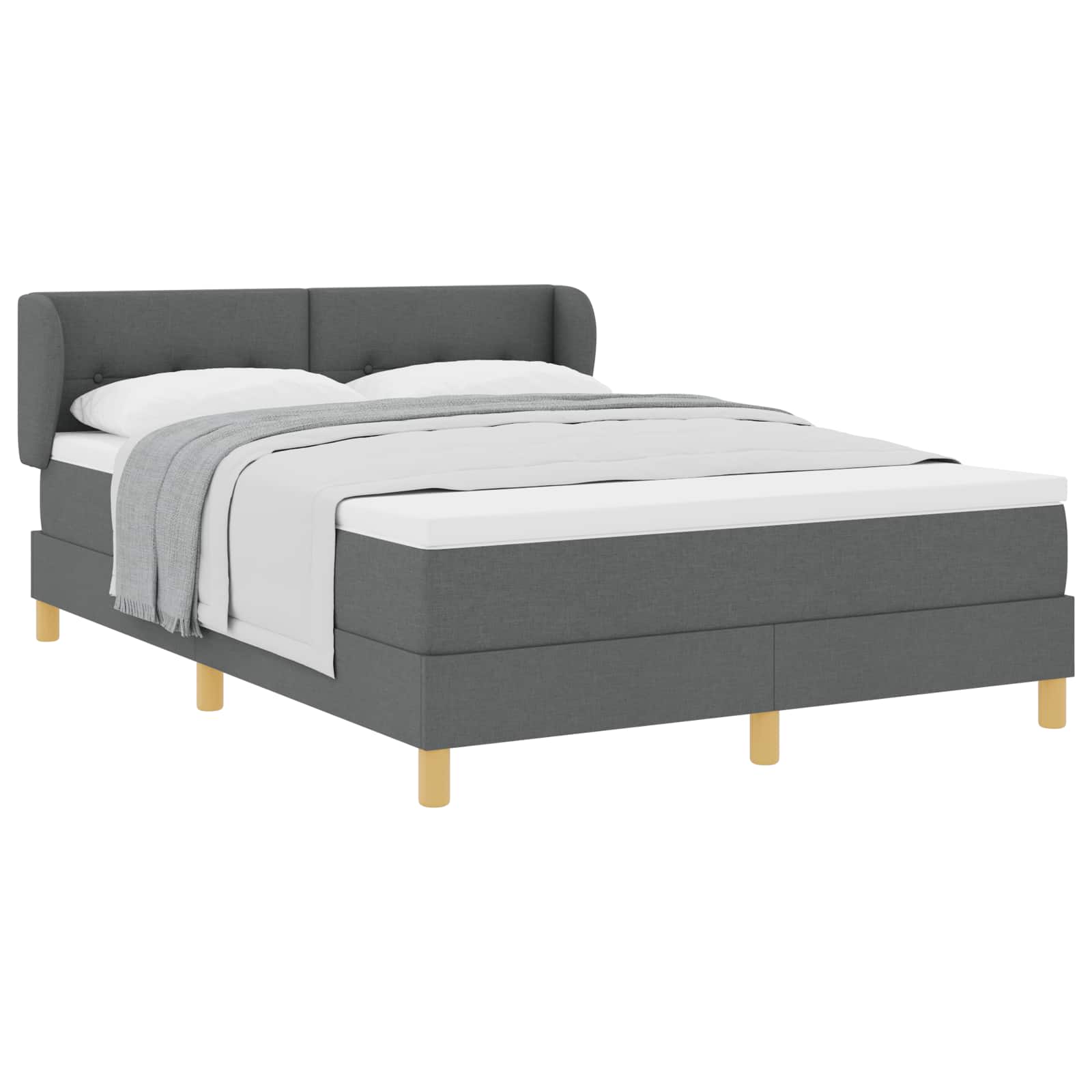 Letto a molle con materasso Grigio scuro 140 x 190 cm Tessuto | homemem39