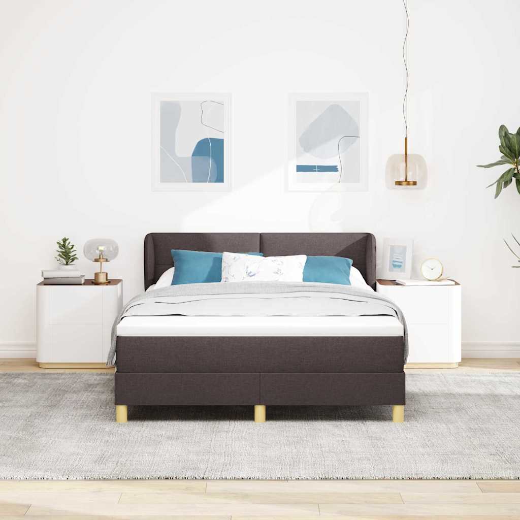 Letto a molle con materasso Marrone Scuro 140 x 190 cm Tessuto | homemem39