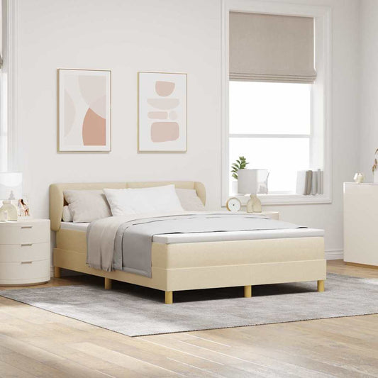Letto a molle con materasso Crema 140 x 190 cm Tessuto | homemem39