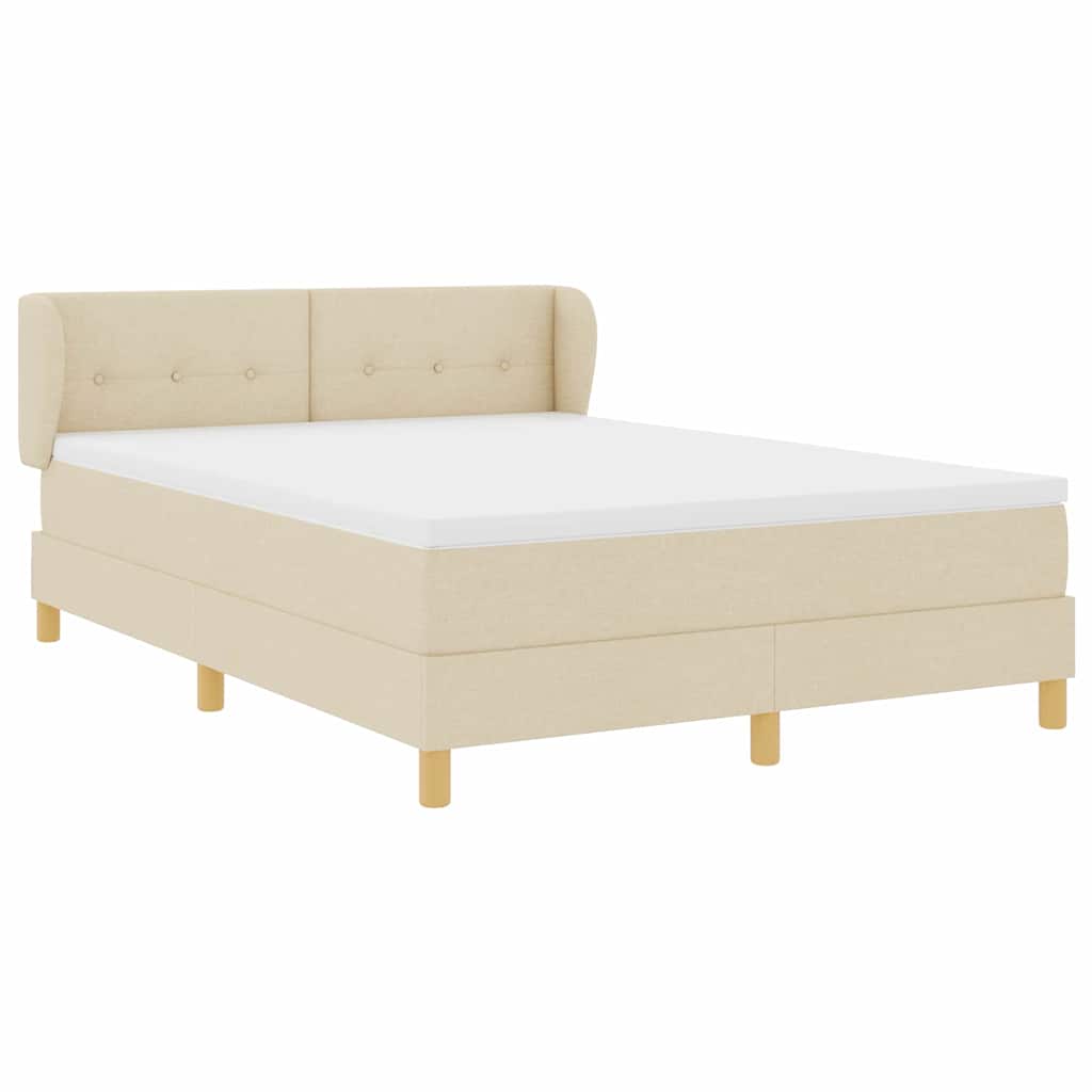 Letto a molle con materasso Crema 140 x 190 cm Tessuto | homemem39