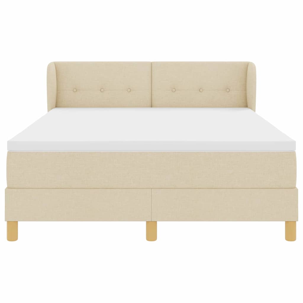 Letto a molle con materasso Crema 140 x 190 cm Tessuto | homemem39