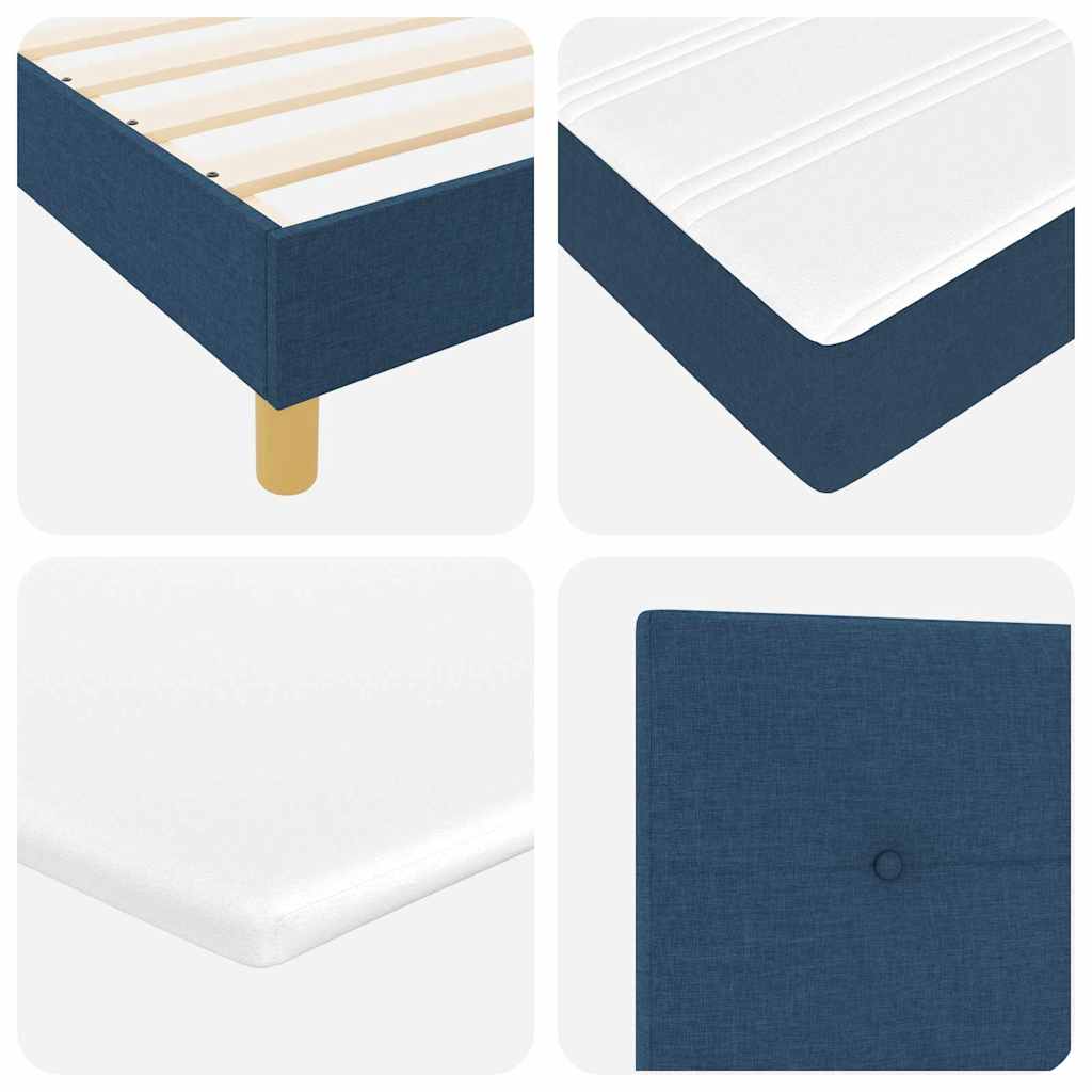 Letto a molle con testiera Blu 140 x 190 cm Tessuto
