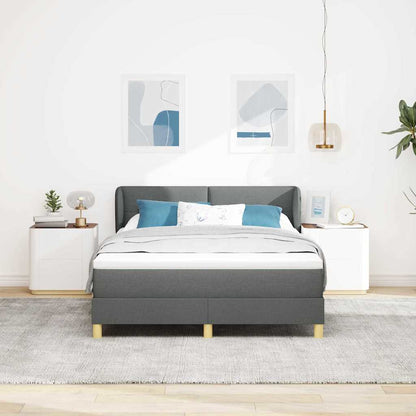 Letto a molle con testiera Grigio scuro 140 x 200 cm Tessuto | homemem39