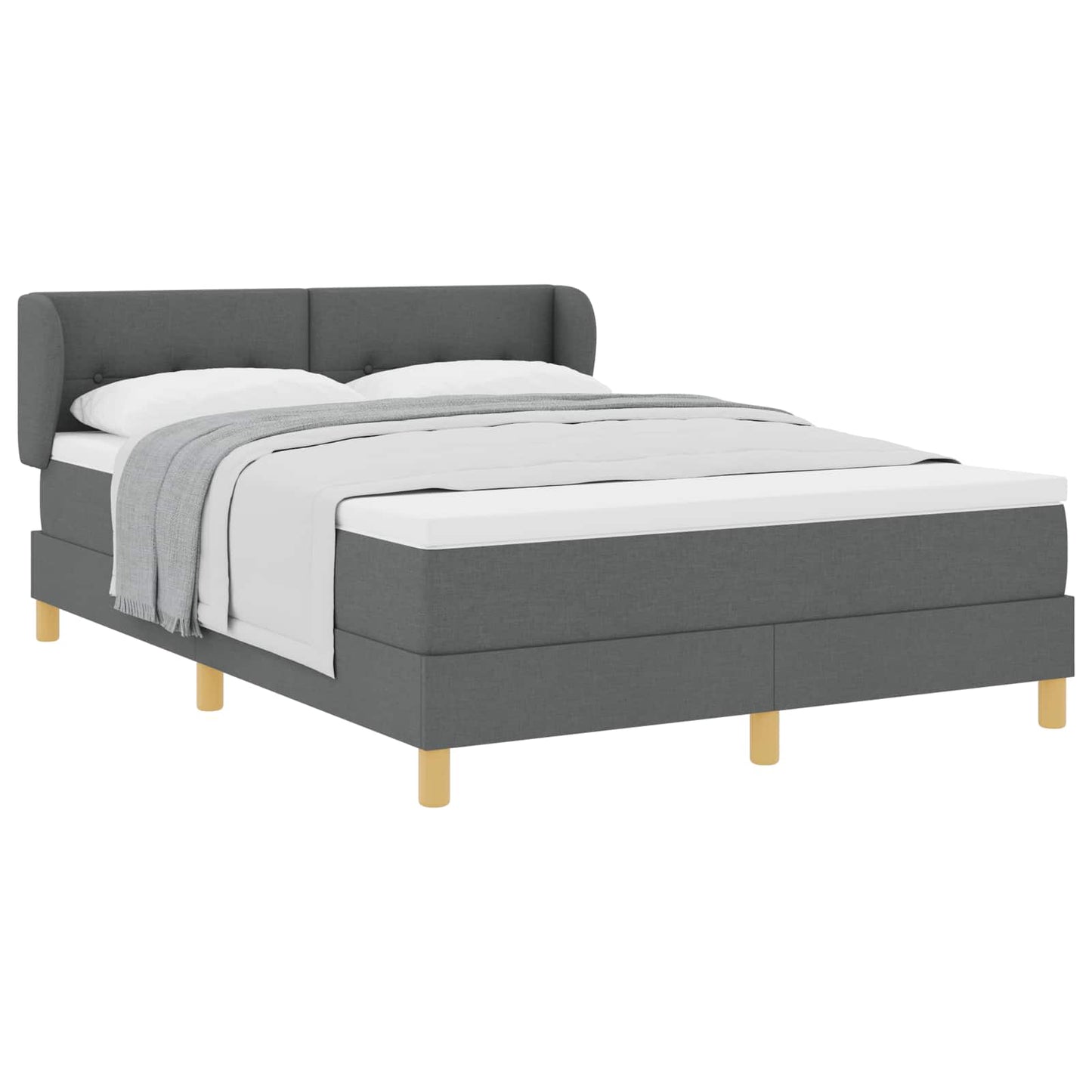 Letto a molle con testiera Grigio scuro 140 x 200 cm Tessuto | homemem39