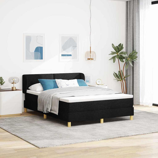 Letto a molle con testiera Nero 140 x 200 cm Tessuto | homemem39