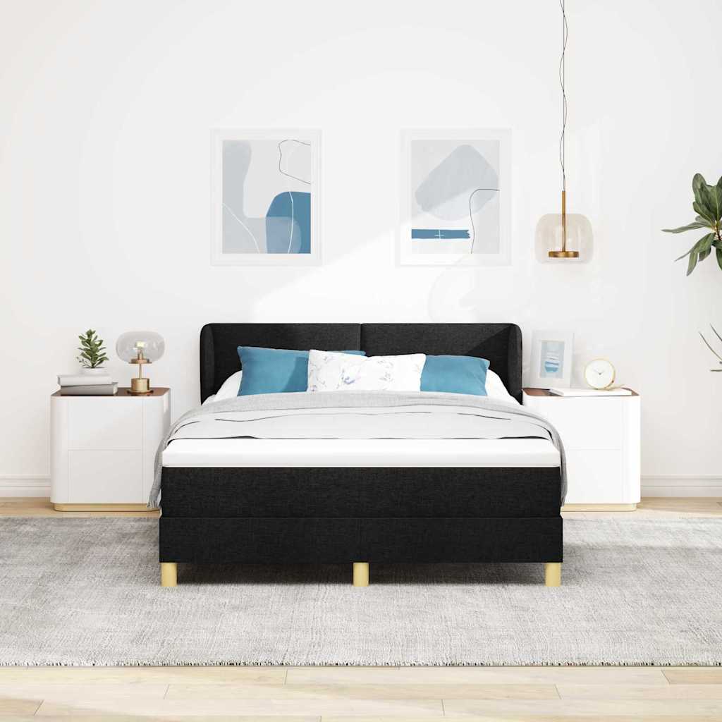 Letto a molle con testiera Nero 140 x 200 cm Tessuto | homemem39