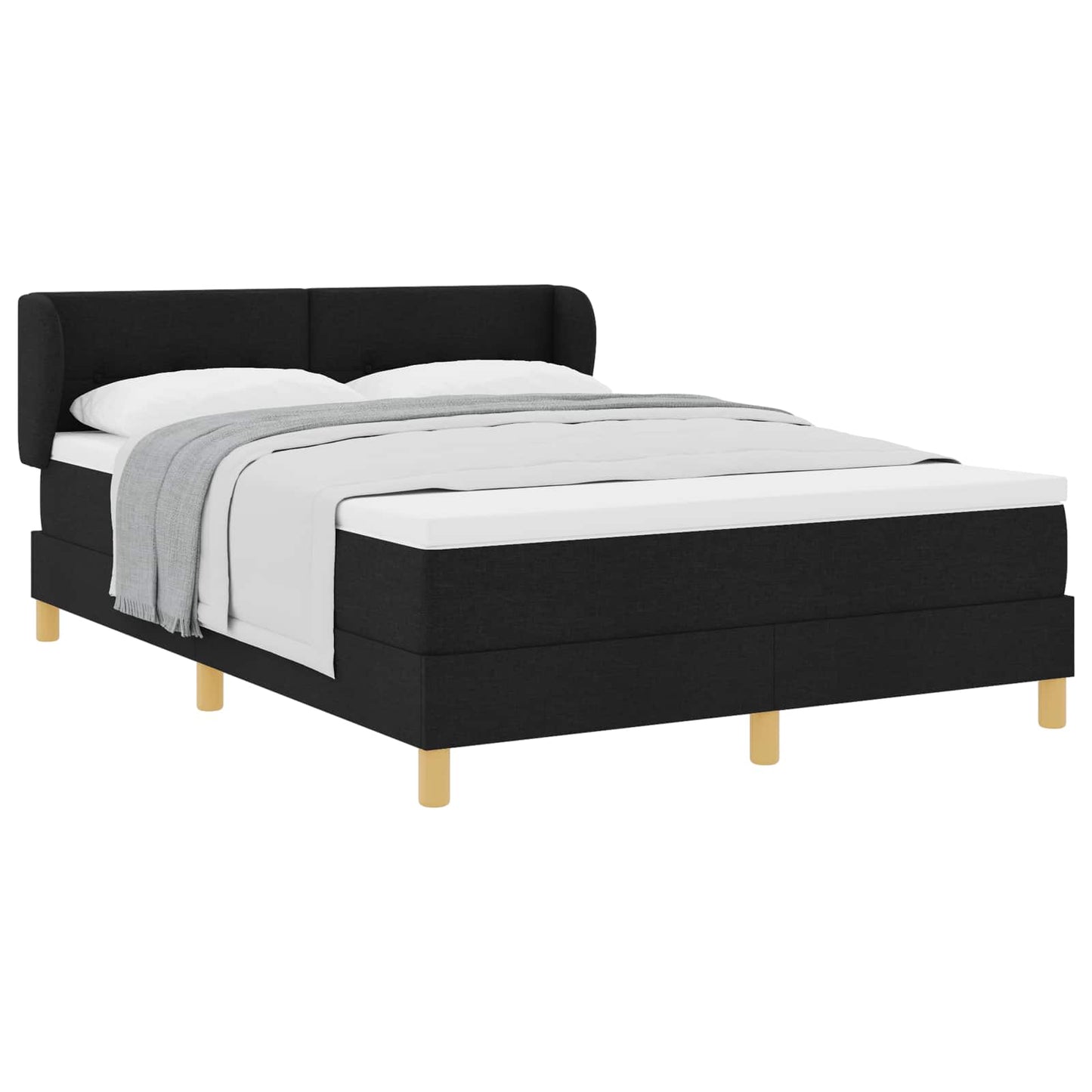 Letto a molle con testiera Nero 140 x 200 cm Tessuto | homemem39