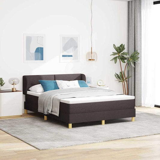 Letto a molle con testiera Marrone Scuro 140 x 200 cm Tessuto | homemem39