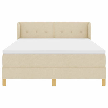 Letto a molle con testiera Crema 140 x 200 cm Tessuto | homemem39