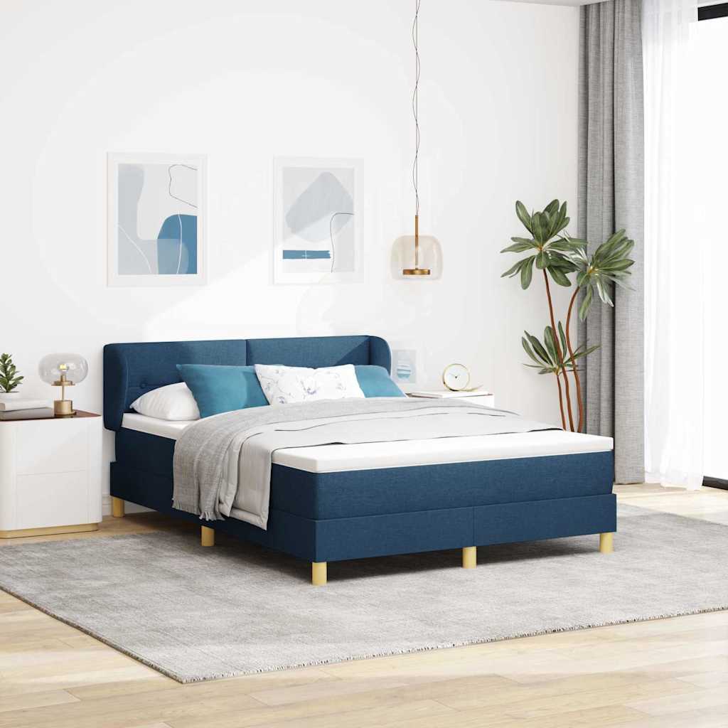 Letto a molle con testiera Blu 160 x 200 cm Tessuto | homemem39