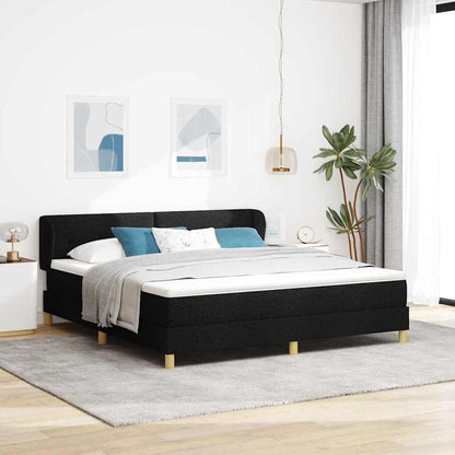 Letto a molle con testiera Nero 180 x 200 cm Tessuto