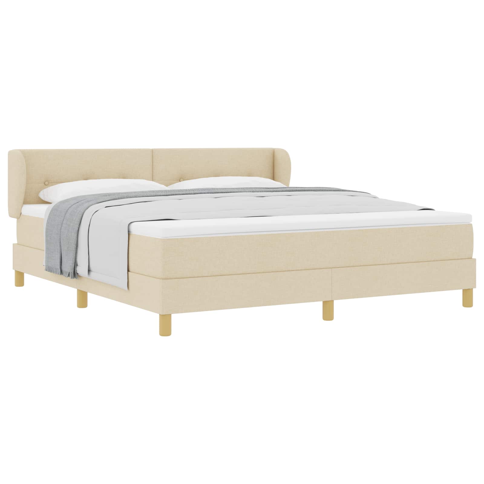 Letto a molle con testiera Crema 180 x 200 cm Tessuto | homemem39