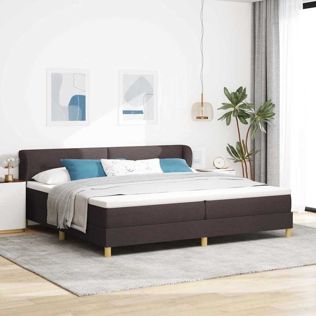 Letto a molle con testiera Marrone Scuro 200 x 200 cm Tessuto | homemem39