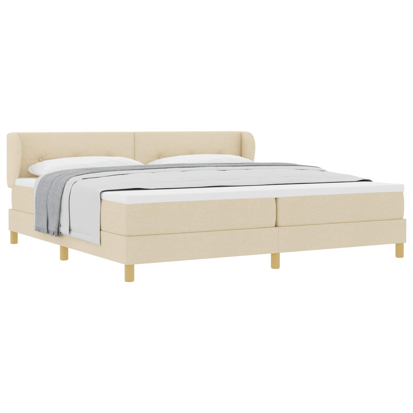 Letto a molle con testiera Crema 200 x 200 cm Tessuto | homemem39