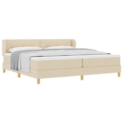 Letto a molle con testiera Crema 200 x 200 cm Tessuto | homemem39