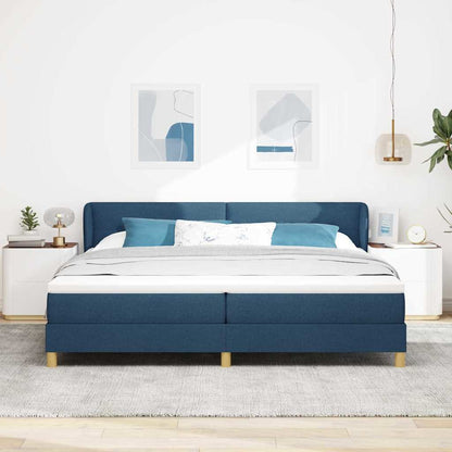 Letto a molle con testiera Blu 200 x 200 cm Tessuto | homemem39