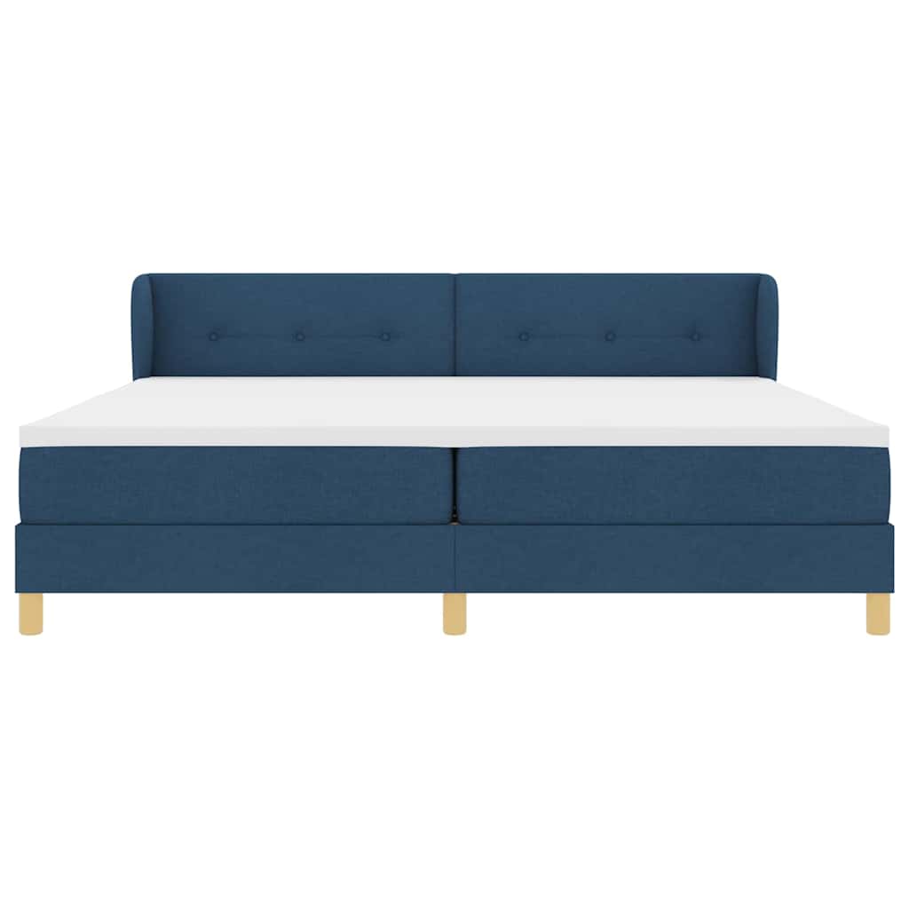 Letto a molle con testiera Blu 200 x 200 cm Tessuto | homemem39