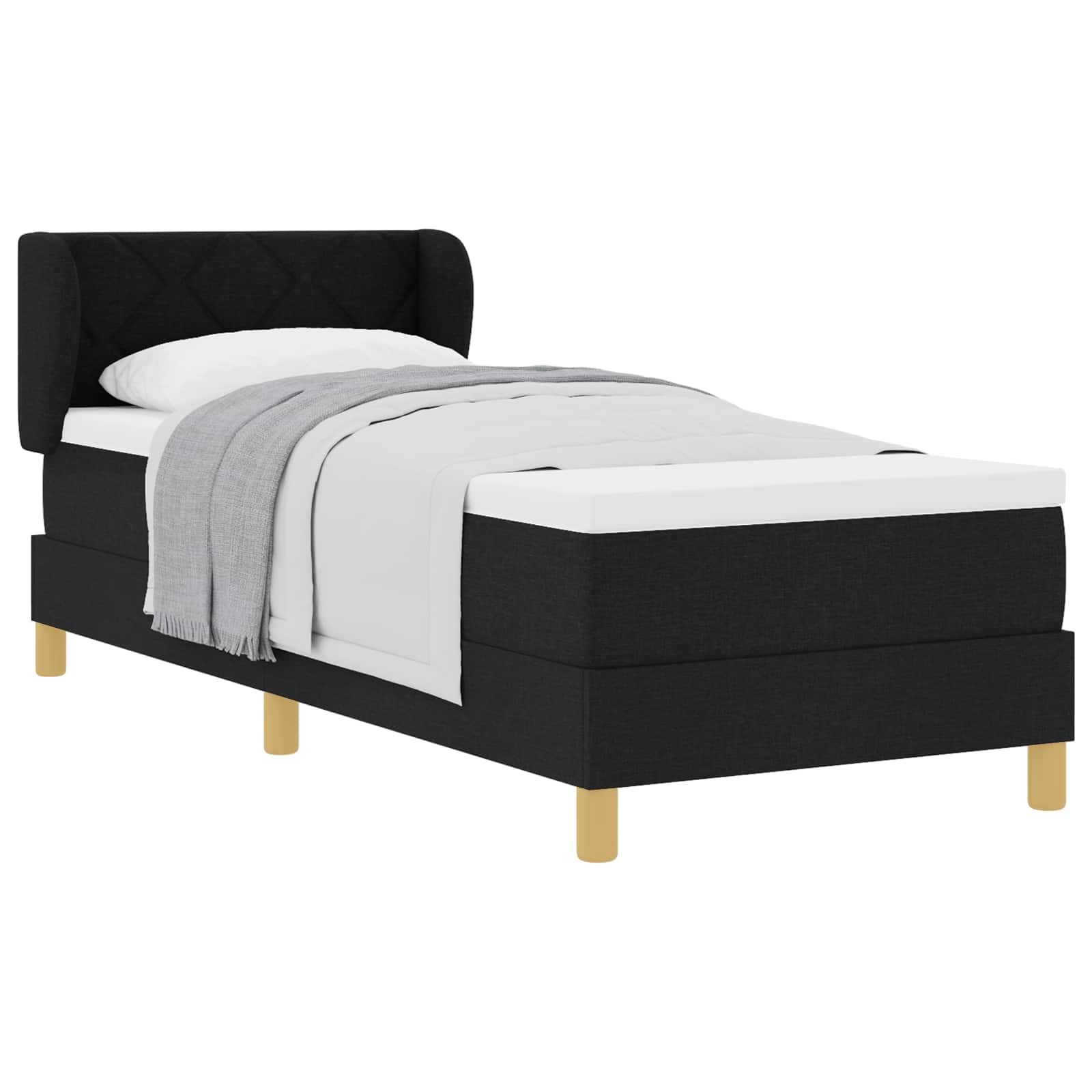 Letto a molle con testiera Nero 80 x 200 cm Tessuto | homemem39