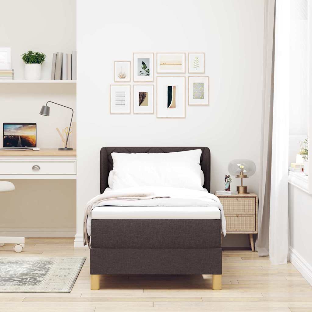 Letto a molle con materasso crema 90x200 cm Marrone scuro