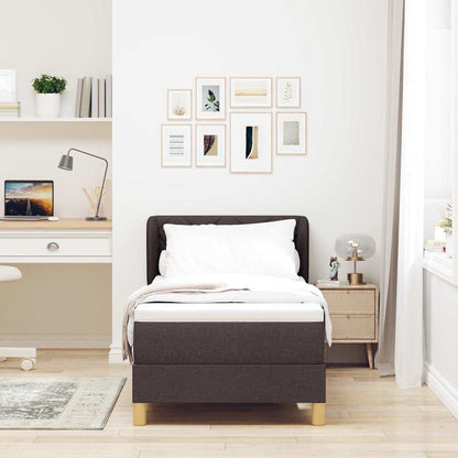Letto a molle con materasso crema 90x200 cm Marrone scuro