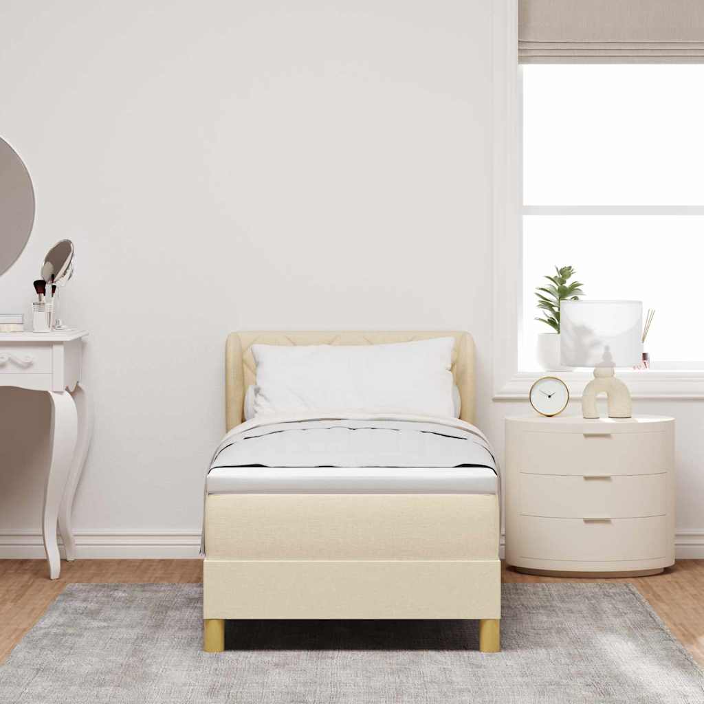 Letto a molle con testiera Crema 80 x 200 cm Tessuto | homemem39