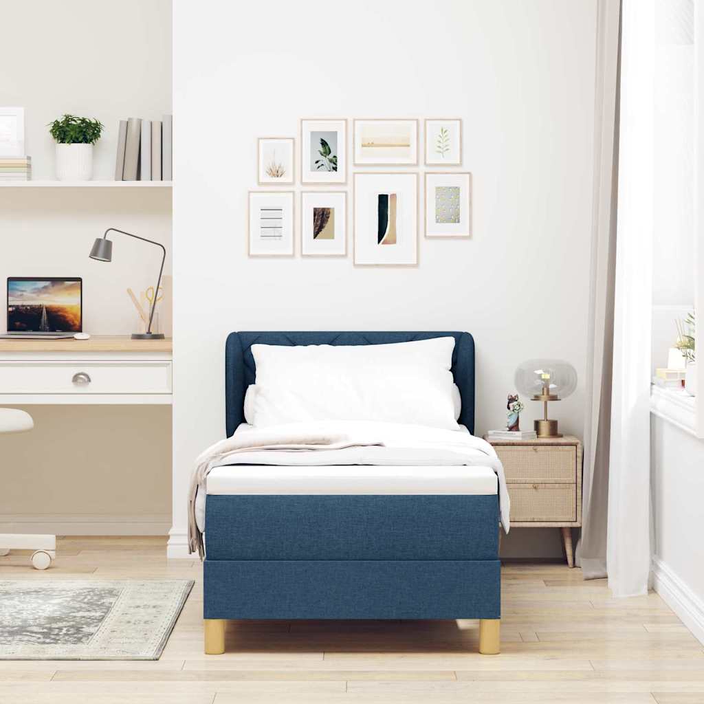 Letto a molle con testiera Blu 80 x 200 cm Tessuto | homemem39