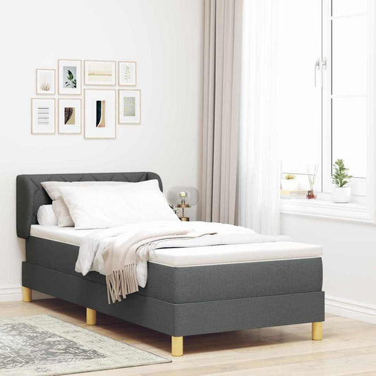 Letto a molle con testiera Grigio scuro 90 x 190 cm Tessuto | homemem39