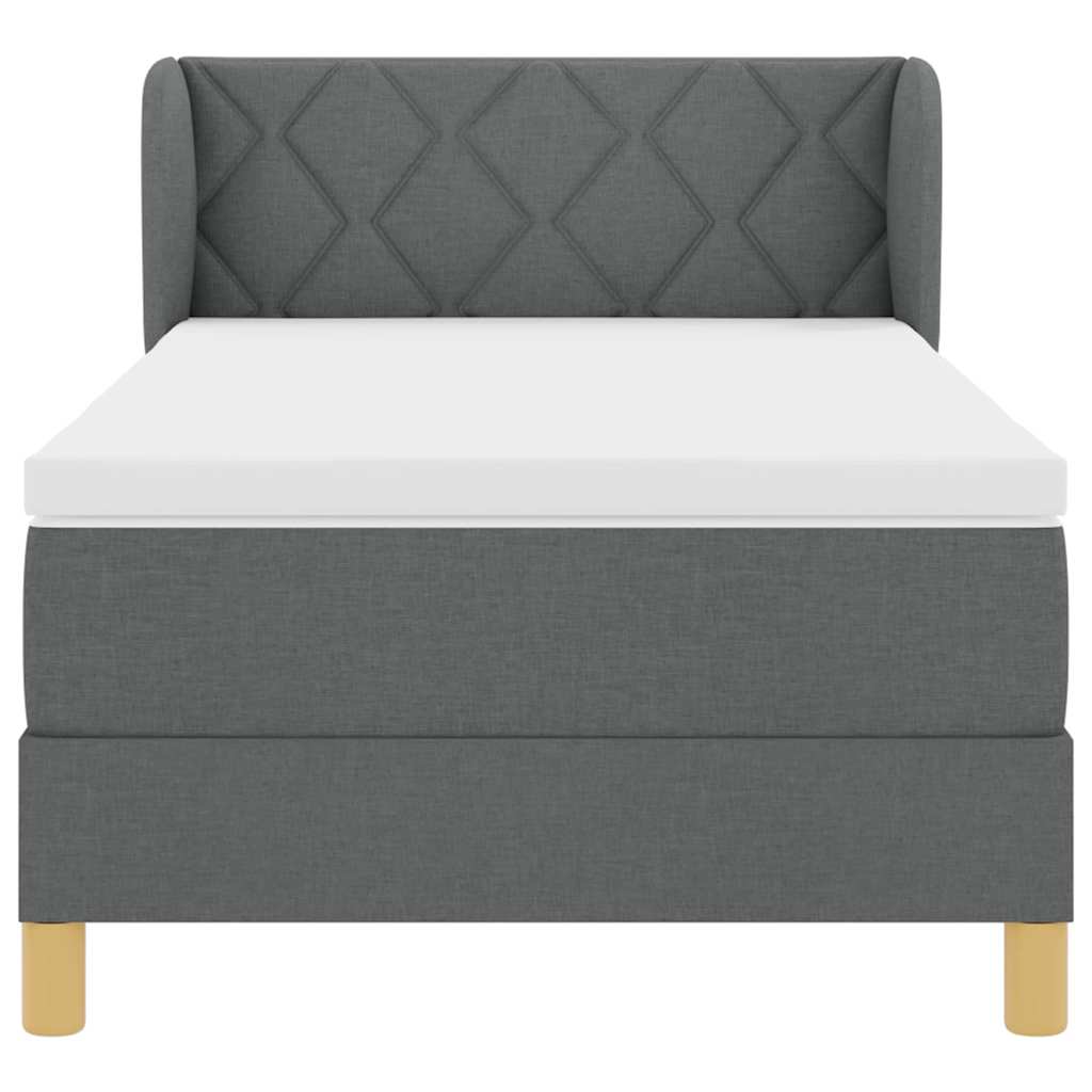 Letto a molle con testiera Grigio scuro 90 x 190 cm Tessuto | homemem39