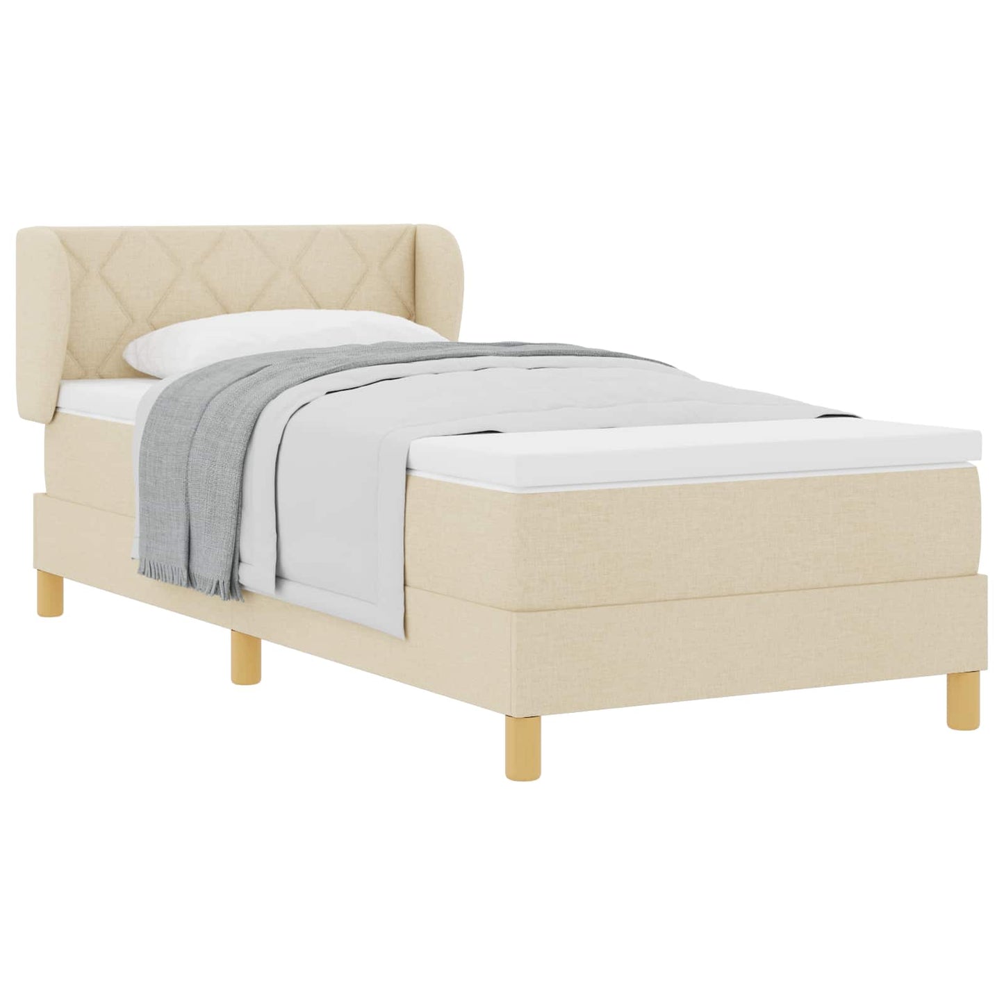 Letto a molle con testiera Crema 90 x 190 cm Tessuto | homemem39